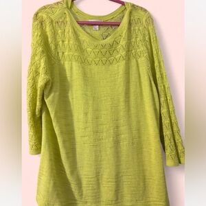 Lime Green Lace Knit Women's Top